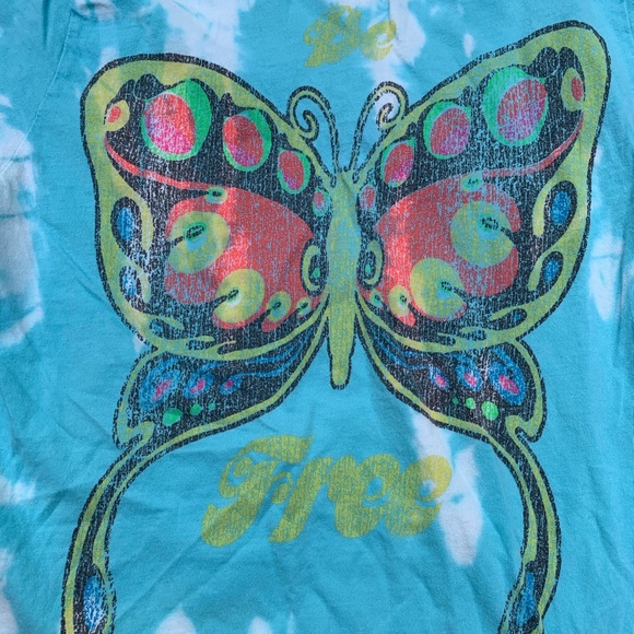 NWT reverse tie dye blue s/s be free butterfly tee - Picture 5 of 16